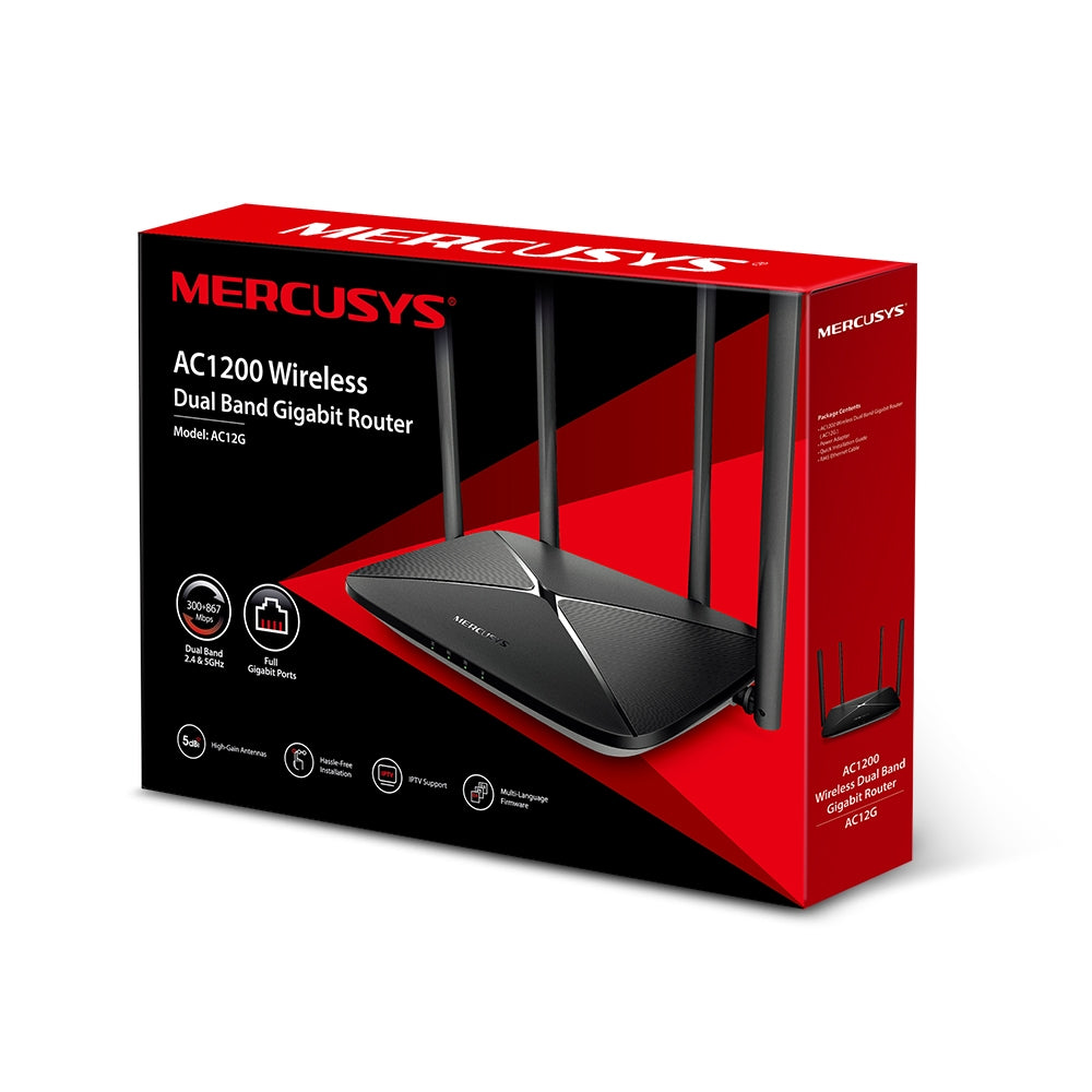 Router Mercusys AC12G AC1300 400Mbps 2.4 GHz y 867 Mbps en 5 GHz 4 antenas