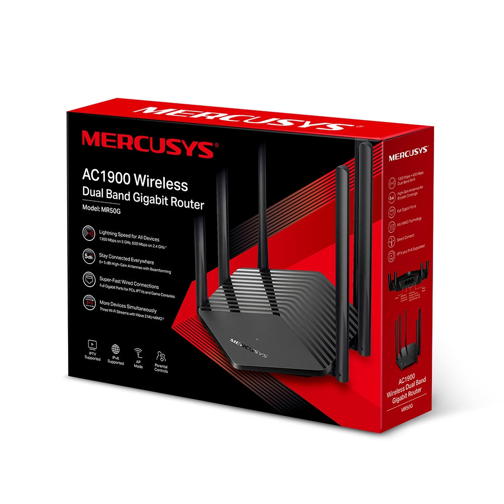 Router Mercusys MR50G Wifi Doble Banda AC1900 Gigabit GS 6 Antenas